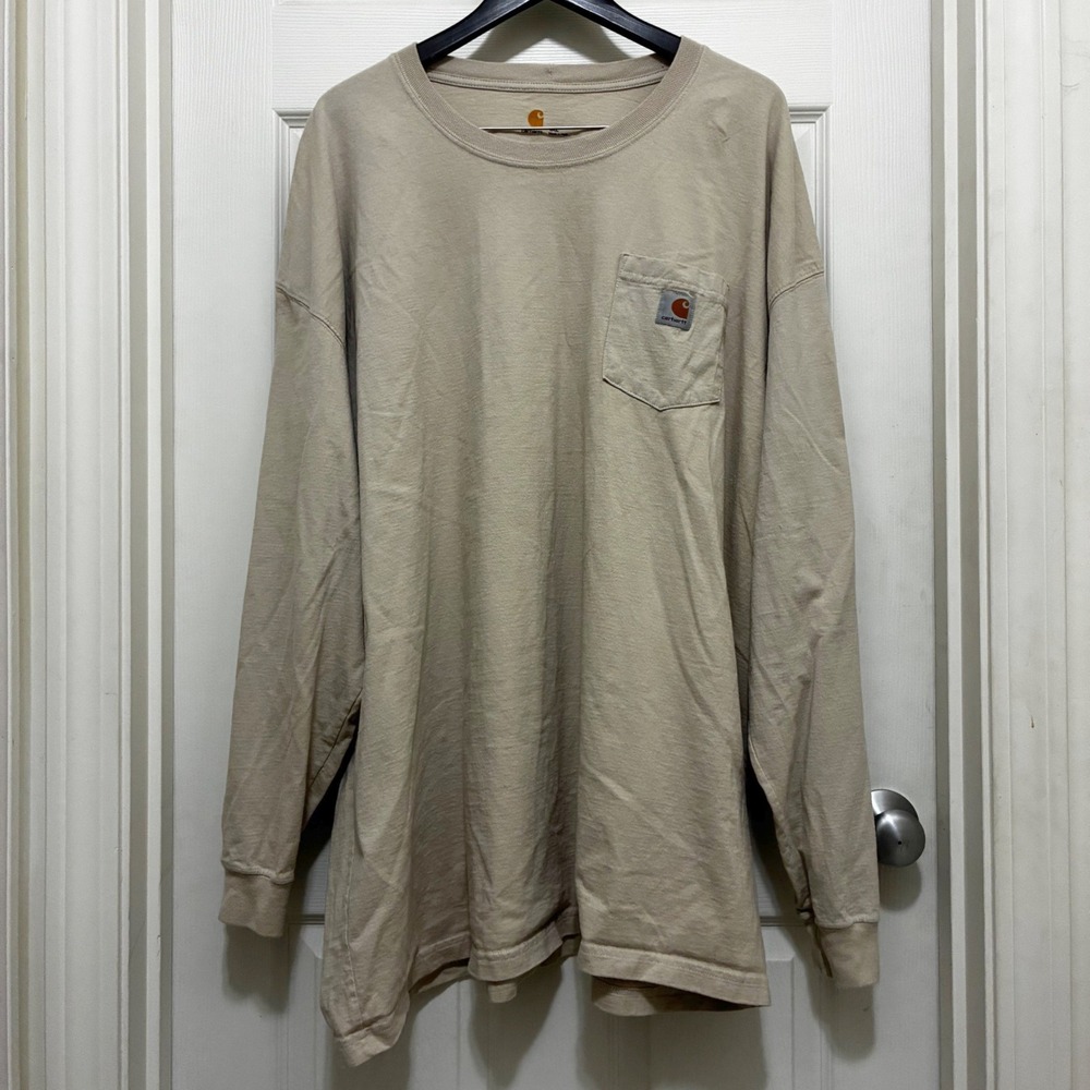 Carhartt Long Sleeve Pocket T-Shirt Sand Tan 4XL Crewneck Pullover Original Fit